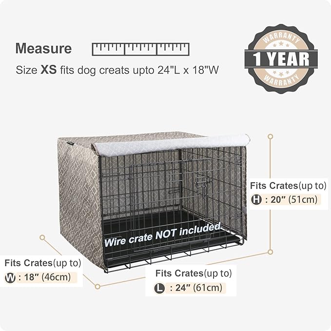 Explore Land Pattern Dog Crate Cover for 24 Inches Wire Cage, Heavy-Duty Polyester 1 2 3 Doors Standard Metal Pet Kennel Enclosure (Vintage Violet)