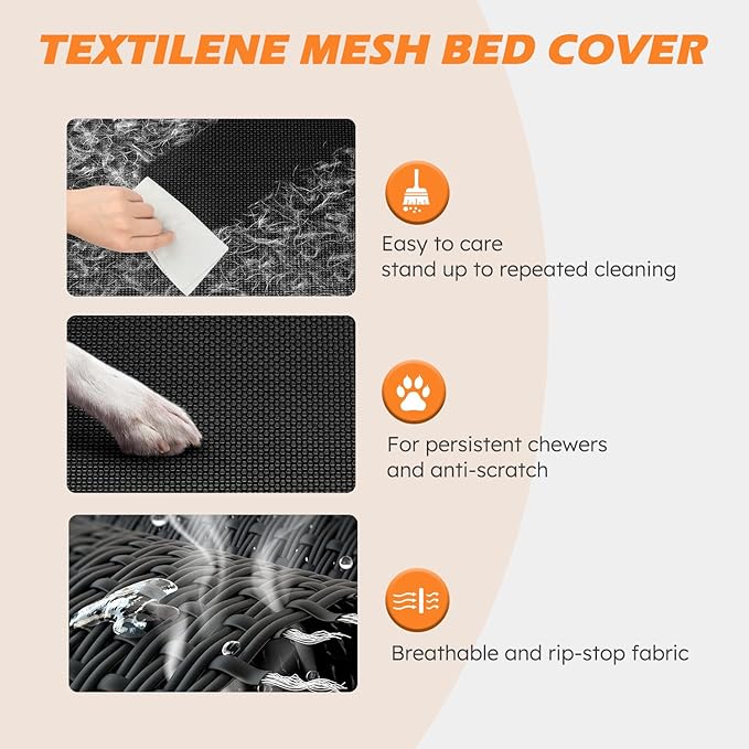 Cooling Elevated Dog Bed, Raised Dog Bed with Washable Breathable Mesh and Metal Frame, Portable Dog Cot Bed with No-Slip Feet for Outdoor and Indoor Use