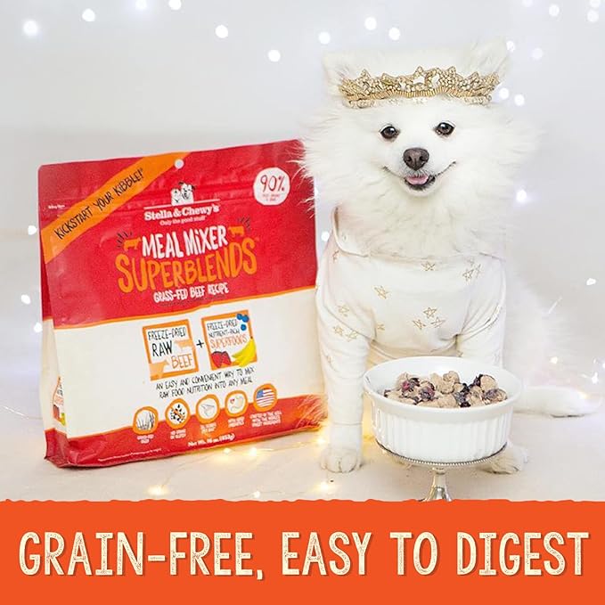 Stella & Chewy's Freeze Dried Raw Grass-Fed Beef Meal Mixers – SuperBlends Dog Food Topper – Grain Free, Protein Rich Recipe – 3.25 oz Bag