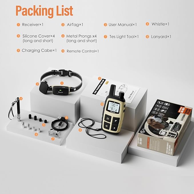 GWORLD i tag Dog Collar No Monthly Rent GPS trackers for Dogs (Only iOS) with Smart Tracker 2 in-1 Dog Training Collar with Remote Innovative IPX7 Waterproof, for All Breeds Sizes