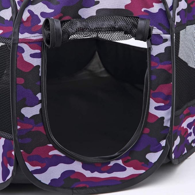 Portable Pet Playpen, 28.3" Foldable Dog Playpen for Dogie Kitten Rabbit, Exercise Playpen Tent Indoor/Outdoor Use (Violet)