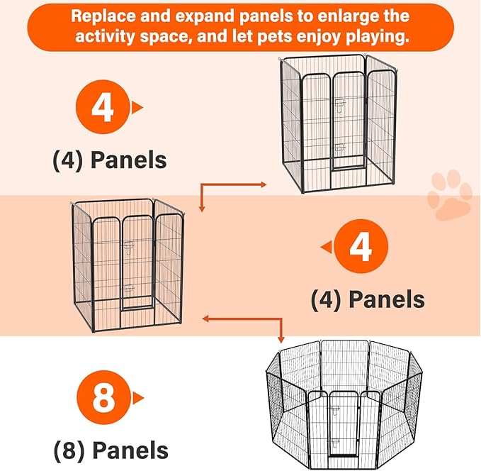 FDW Dog Playpen Dog Pen Dog Kennel 4 Panels 40 Inch Height Indoor Outdoor Folding Metal Portable Puppy Exercise Pen Heavy Duty Dog Fence for Yard Camping,Black