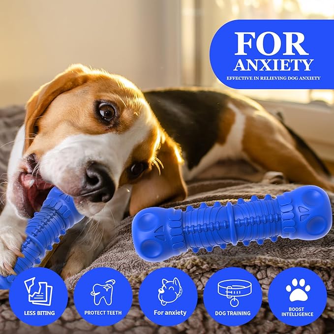 Dog Squeaky Toys for Aggressive Chewers, Durable Dog Chew Toys for Large Medium Breed Dog, Dog Toys, Tough Durable Dogs Toys with Natural Rubber (Bule D, for Larege Dogs)