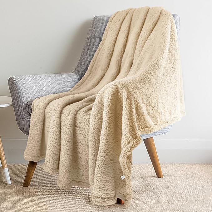 furrybaby Dog Blanket Soft Dog Blankets for Large Dogs Puppy Essentials Washable Sherpa Fleece Cat Blanket 41x65 Inches for Bed Furniture Couch Sofa (X Large, Beige)