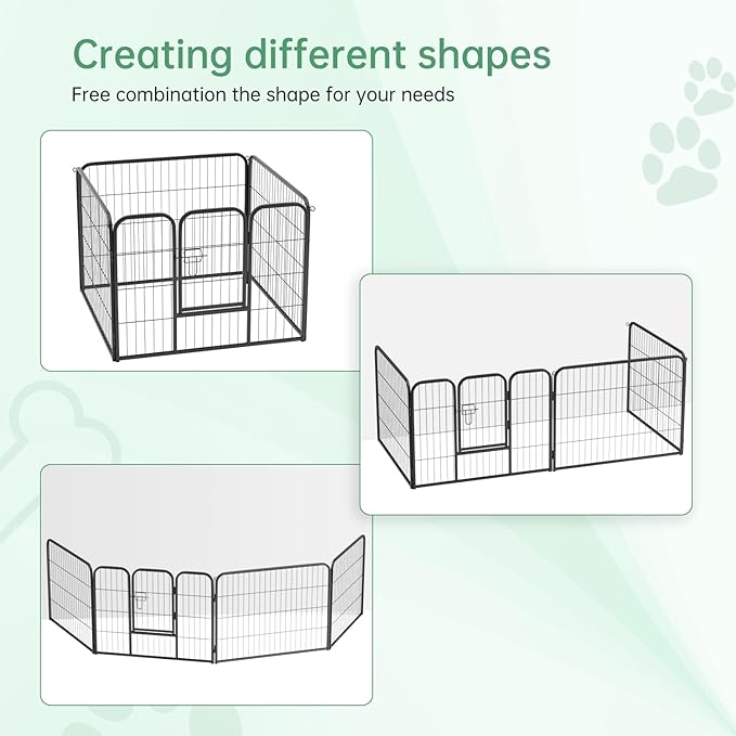 FDW Dog Playpen Kennel - 4 Panels, 24 Inch Height, Indoor/Outdoor Folding Metal Portable Puppy Exercise Pen, Heavy Duty Dog Fence for Yard, Camping - Black