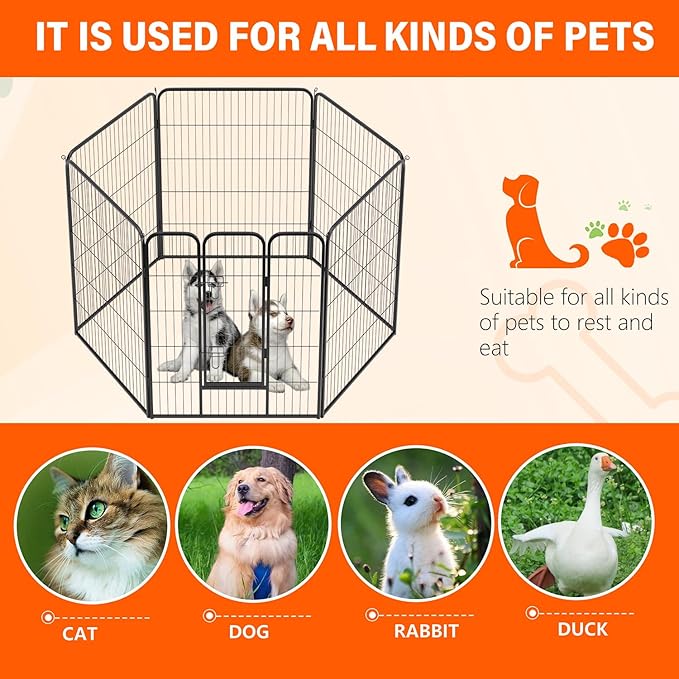 FDW Dog Playpen Dog Pen Dog Kennel 6 Panels 40 Inch Height Indoor Outdoor Folding Metal Portable Puppy Exercise Pen Heavy Duty Dog Fence for Yard Camping,Black