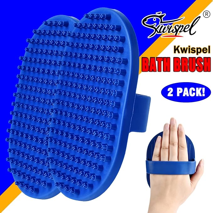 Dog Grooming Brush Set, 2 Pcs Rubber Bathing Brushes for Short and Long Haired Dogs and Cats - Shower Shedding and Shampoo Brush