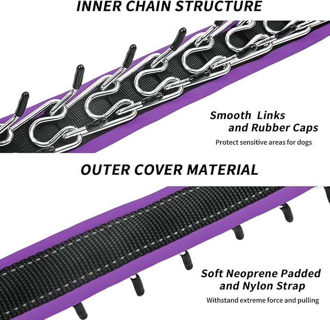 Martingale Collar for Dogs, Heavy Duty Nylon No Pull Dog Collar with Buckle, Adjustable Anti Pull Collar Reflective Slip Collar for Large Medium Small Dog Training Walking M Purple