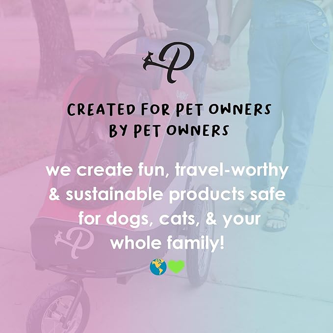 Petique Trailblazer Pet Jogger/Stroller, Bike Trailer, Shock Absorbing Bike Wheels, Large Entry Way, Peek-a-Boo Window, Small/Medium/Large Dogs, Cats and Pets, Supports up to 77LBS - Mars (Red)