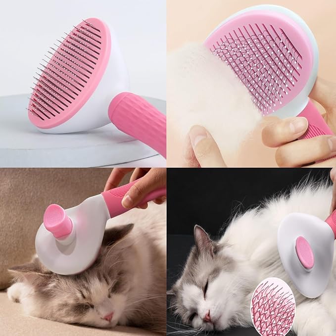 7 PCS Dog Grooming Kits,Pet Shedding Brush,Pet Self-Cleaning Brush with Pet Nail Clipper, Flea Comb and Shampoo Bath Brush