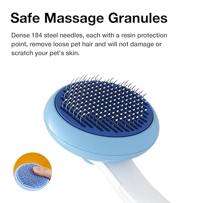 Self-Cleaning Slicker Brush for Cat & Dog Grooming - Removes Tangles, Loose Undercoat, and Mats (Blue, 2 Pack)