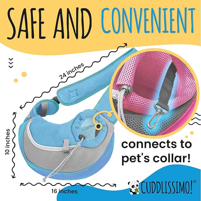 Pet Sling Carrier - Small Dog Puppy Cat Carrying Bag Purse Pouch -For Pooch Doggy Doggie Yorkie Chihuahua Baby Papoose Bjorn -Travel Front Backpack Chest Body Holder Pack To Wear (Blue-L)