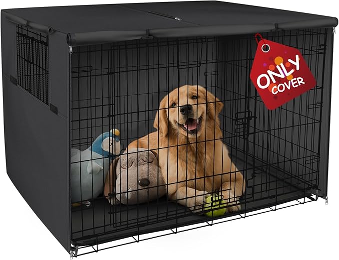 Explore Land 24 inches Dog Crate Cover Heavy Duty Polyester Pet Kennel Sunshade Universal Fit for Wire Cage (Black)