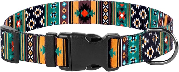 Southwest Dog Collar Tribal Pattern Adjustable Puppy Pet Collars for Small Medium Large Dogs Aztec Print (Tribal, Neck Fit 14"-18")