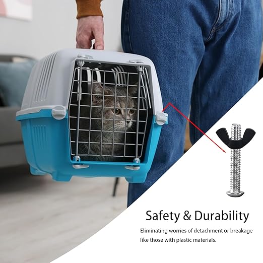 12 Pcs M6 Pet Carrier Fasteners, Stainless Steel Replacement Bolts for Plastic Pet Carrier Dog Kennel Hardware Kit Cat Cage Carrier Parts