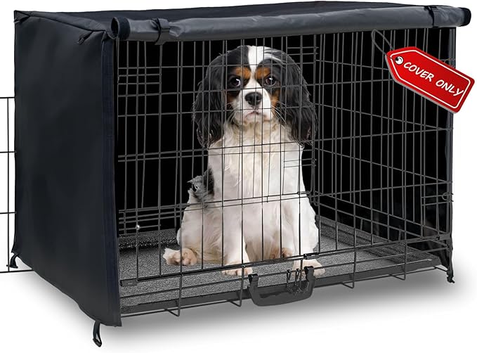 Dog Crate Cover 30in Waterproof Pet Kennel Cover for Outdoor/Indoor Protection, Durable Windproof Crate Cover Universal Fit for Wire Dog Crate (30''L*19''W*20''H-Black)