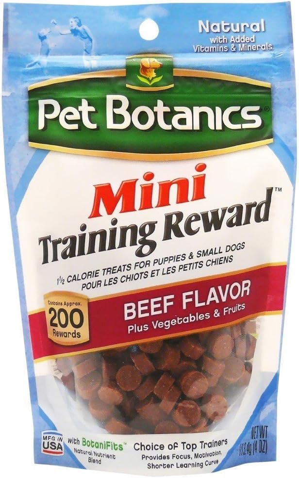 Pet Botanics Mini Training Rewards for Dogs 3 Flavor Variety Bundle: (1) Bacon, (1) Chicken and (1) Beef, 4 Oz Ea (200 Count per Bag, 3 Bags Total)