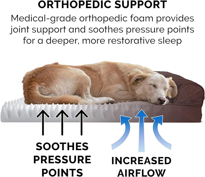 Furhaven Orthopedic Dog Bed for Medium/Small Dogs w/ Removable Bolsters & Washable Cover, For Dogs Up to 35 lbs - Quilted Sofa - Coffee, Medium