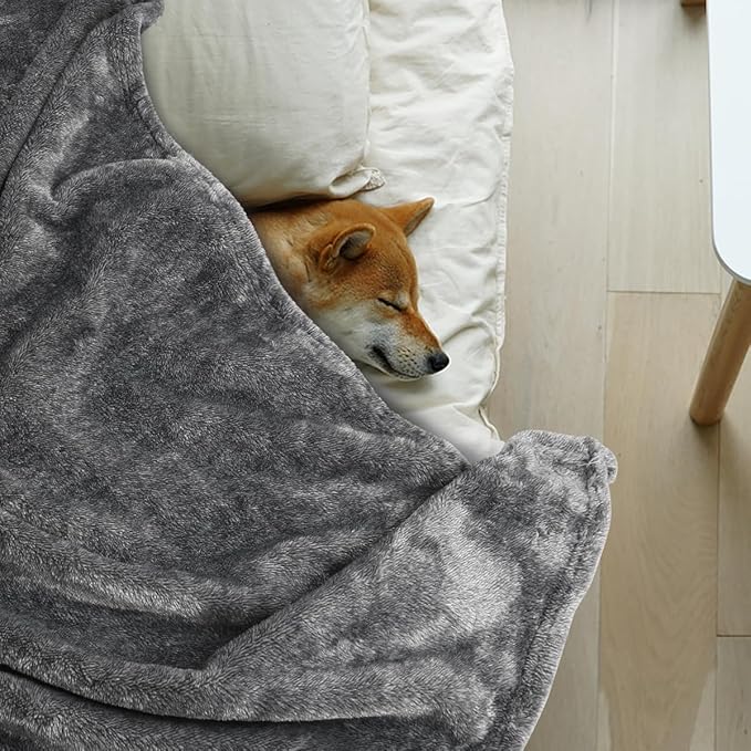 Onarway Dog Blanket Washable for Puppy: 4 Packs Dog Blankets 28”x20” - Fluffy Soft Small Throw for Cat Puppy Kitten Dogs - Fleece Pet Blankets for Bed Sofa Car and Indoor - Grey and Khaki