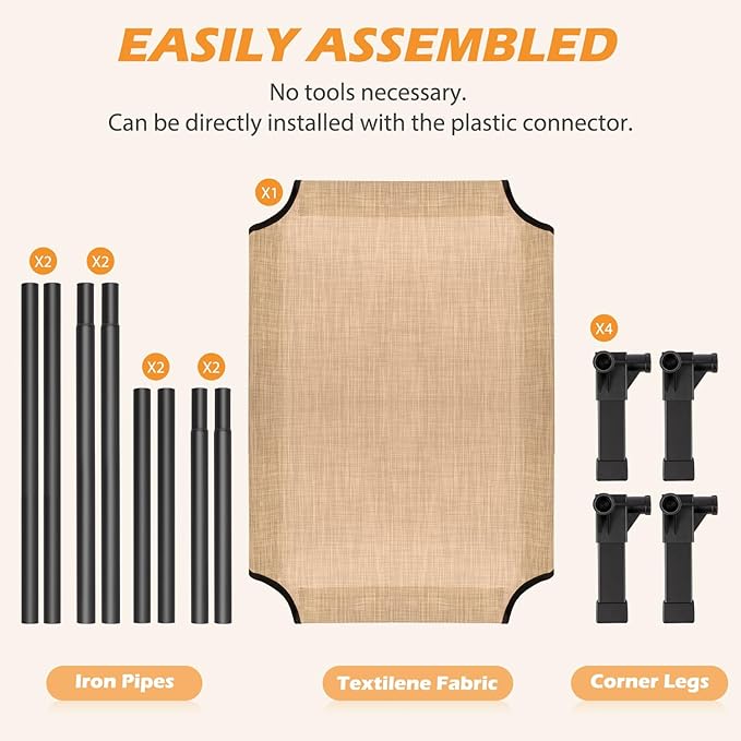 Cooling Elevated Dog Bed, Raised Dog Bed with Washable Breathable Mesh and Metal Frame, Portable Dog Cot Bed with No-Slip Feet for Outdoor and Indoor Use