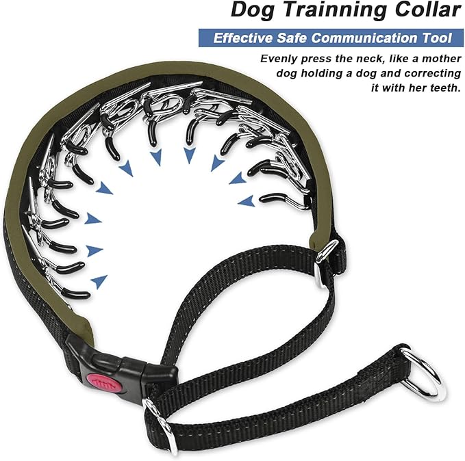 Martingale Collar for Dogs, Heavy Duty Nylon No Pull Dog Collar with Buckle, Adjustable Anti Pull Collar Reflective Slip Collar for Large Medium Small Dog Training Walking S Army Green