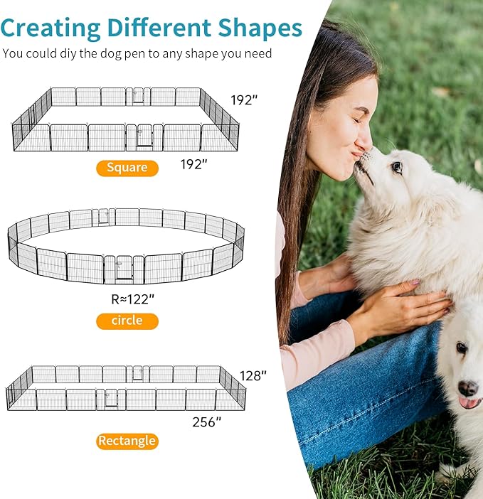 FDW Dog Playpen Dog Pen Dog Kennel 24 Panels 24 Inch Hight Indoor Outdoor Folding Metal Portable Puppy Exercise Pen Heavy Duty Dog Fence for Yard Camping,Black