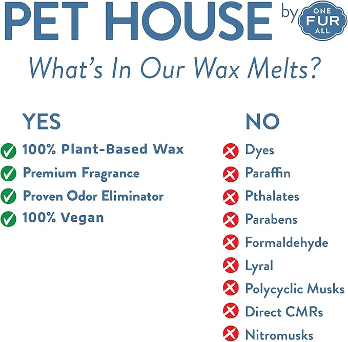 One Fur All Pet House Spring and Summer Wax Melts for Pet Odor, Natural, Plant Based Soy Wax Melts, Long Lasting Fragrance for Fresh Smelling Homes, Tropical Fruit, Pack of 4
