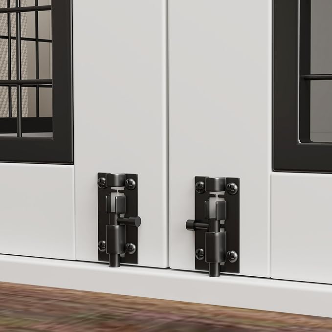 PawHut 44" Dog Crate End Table, Double Door Kennel With Storage Drawer, Indoor Furniture Style Cage for Medium Dogs, White