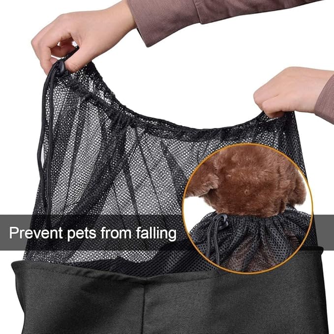 Dog Cat Sling Carrier Adjustable Padded Shoulder Strap with Zipper Pocket for Outdoor Travel (Black)