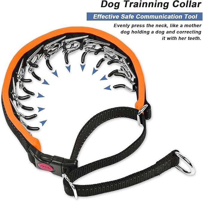 Martingale Collar for Dogs, Heavy Duty Nylon No Pull Dog Collar with Buckle, Adjustable Anti Pull Collar Reflective Slip Collar for Large Medium Small Dog Training Walking S Orange