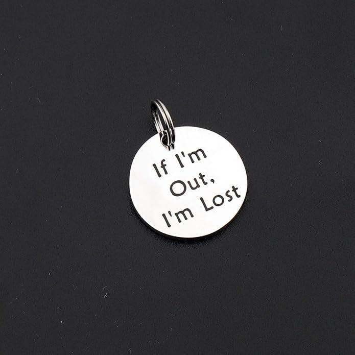 Gzrlyf Pet ID Tag Engraved If I’m Out I’m Lost Pet Tags for Dog Cat