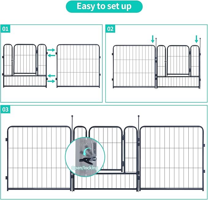 Dog Playpen,Portable Outdoor Dog Fence, Dog Playpen for Large/Medium/Small Dogs, Dog Fences for The Yard,with Doors Foldable Metal (24 inch, 40 Panels)