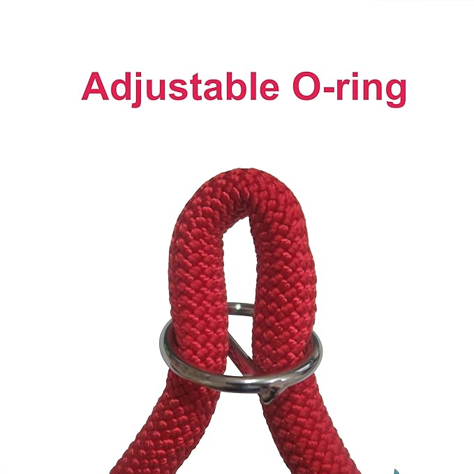 Braided Collar, Pro Training Dog Collar, No Pull Round Collar, Slip Collar with Slidable Stop Ring - Ideal for Medium/Large Dogs (M+(1/2") - 18" Long, Red)