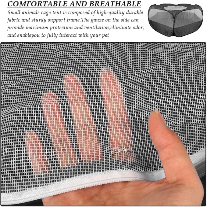 Small Animal Plaype Black, Breathable Pet Playpen Cage Tent Portable Fence Tent with Zippered Cover Pet Playpen for Puppy/Kitten/Rabbit/Hamster/Chinchillas/Guinea Pig Outdoor Indoor
