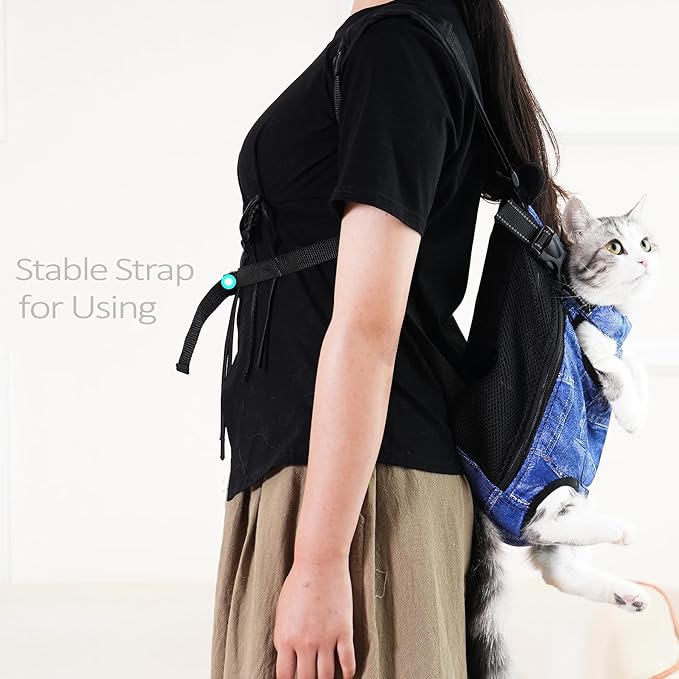 Pet Carrier Backpack Pet Tote Bags for Cats or Doggies, Portable Puppy Travel Carrier Bags, Cozy Soft Pet Puppies Carriers Slings Backpacks (Denim, XX-Large (Pack of 1))