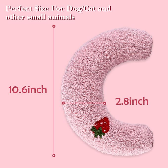 T'CHAQUE Dog Pillow Bed, Cat Calming Pillow, Dog Neck Pillow for Joint Relief Sleeping, Ultra Soft Half Donut Cuddler, Pillow Pet for Upper Spine Support, Doggy/Kitten Pillow Training Toy, Pink