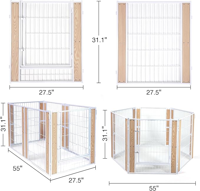 Heavy Duty Dog Playpen 32 Inch Height - Indoor Outdoor Pet Fence Enclosure for Medium and Small Dogs - Foldable Puppy Exercise Pen for Indoor and RV Camping or Yard