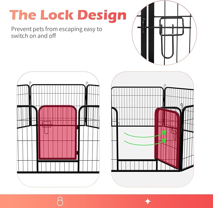 FDW Dog Playpen Dog Pen Dog Kennel 32 Panels 24 Inch Height Indoor Outdoor Folding Metal Portable Puppy Exercise Pen Heavy Duty Dog Fence for Yard Camping,Black
