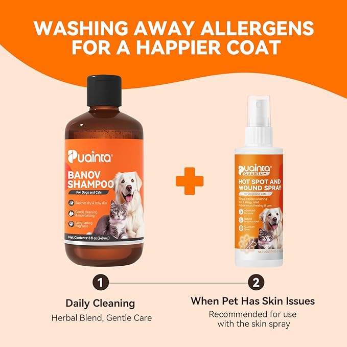 Dog & Cat Shampoo for Itchy Skin Relief, Hypoallergenic, Unscented, 16oz