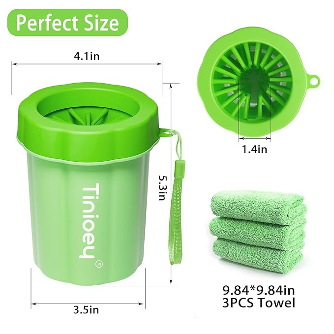 Paw Cleaner for Medium Dogs (with 3 Absorbent Towels) - Muddy Foot Washer for Pets