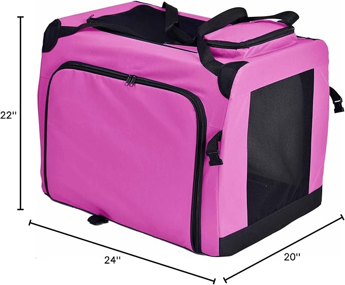 Pet Life Hounda Accordion Metal Framed Soft Folding Expandable Dog Crate - Collapsible Folding Pet Crate or Dog Kennel with Triple Expansion Room