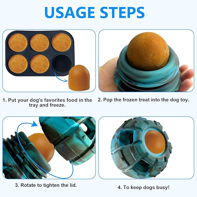 Yipetor Dog Toy, Frozen Treat Toy, Treat Dispensing Dog Toy, Large Chew Toy, Freezable Fillable Rubber Dog Toys, I Reduces Anxiety I Dog Treat Dispenser I Easy to Clean, Interactive Dog Puzzle Toy