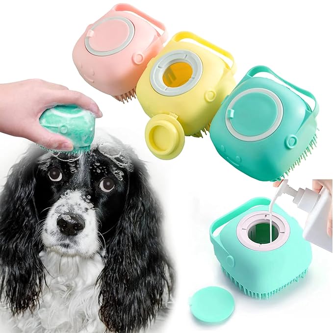 Pet Dog Shampoo Massager Brush Cat Massage Comb Grooming Scrubber Shower Brush for Bathing Short Hair Soft Silicone Brushes