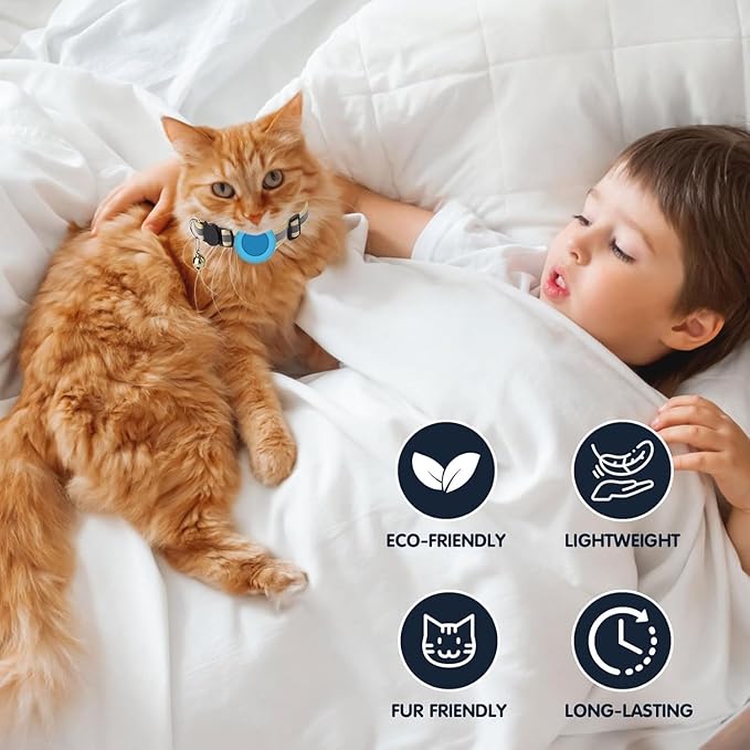 Pet Tracker for Cat, Smart Cat Location Tracker with Holder, MFi Certificated Tracking Device, No Monthly Fee, Works with Find My, Collar Not Included, Not GPS Tracker(iOS Only) - Blue,Small