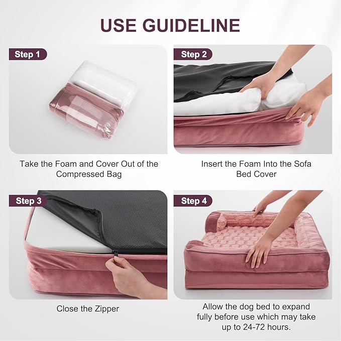 FURTIME Orthopedic Dog Beds for Large Dogs, Washable Dog Couch with Ultra Comfy Supportive Foam, Egg Foam Dog Beds Large Sized Dog with Removable Cover, Large Pet Sofa Bed Waterproof, Nonskid Bottom