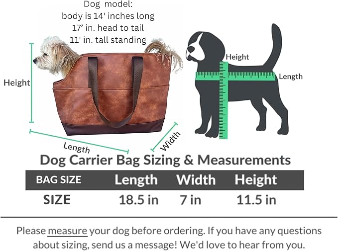 Luxury Dog Purse Carrier for Small Dogs, Faux Leather Pet Carrier Purse, Secure Harness Clip, Dog Tote Bag Carrier for Small Dogs and Puppies - Brown