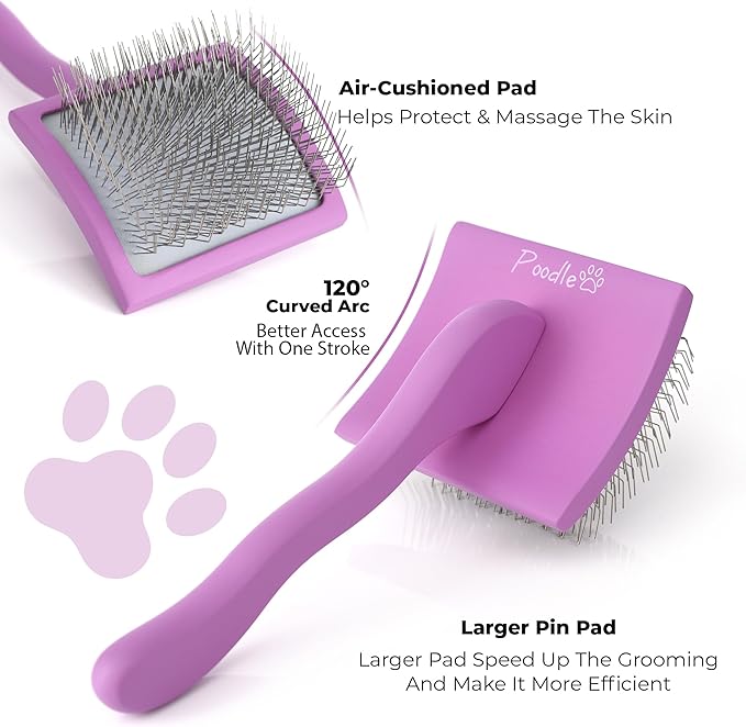 Slicker Brush for Dogs - Detangling Dog Brushes for Grooming with Soft Bristles & long Pins - Professional Cat Deshedding Tool to Removes Tangles & Dirt (Medium)