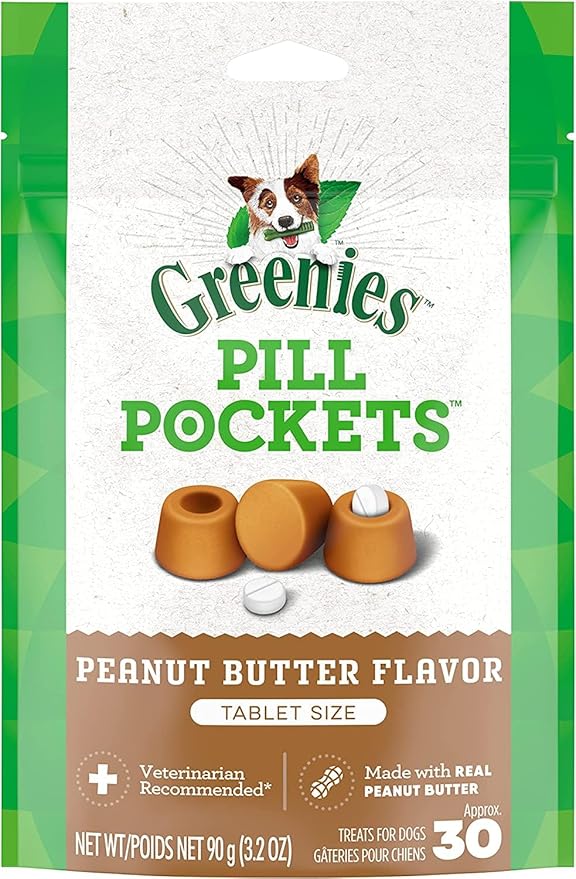 Greenies Pill Pockets Treats for Dogs, 9.6 Ounces, Real Peanut Butter Flavor