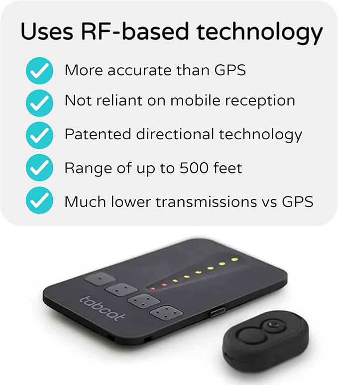 Tabcat V2 Cat & Kitten Tracker - More Accurate Than GPS - No Monthly Fee or Subscription - Includes 2 Homing Tags - Up to 500ft Range - Small & Lightweight Tags Perfect to Find Indoor & Outdoor Cats