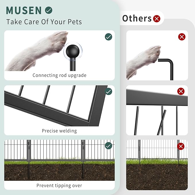 Musen Dog Playpen Indoor Outdoor, 8 Panels Dog Pen 40" Height Dog Fence Exercise Pen with Doors for Large/Medium/Small Dogs, Portable Pet Playpen for Yard, RV, Camping